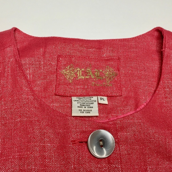LAL Live A Little Linen Blend Blazer Coral Sz PL - Picture 2 of 8